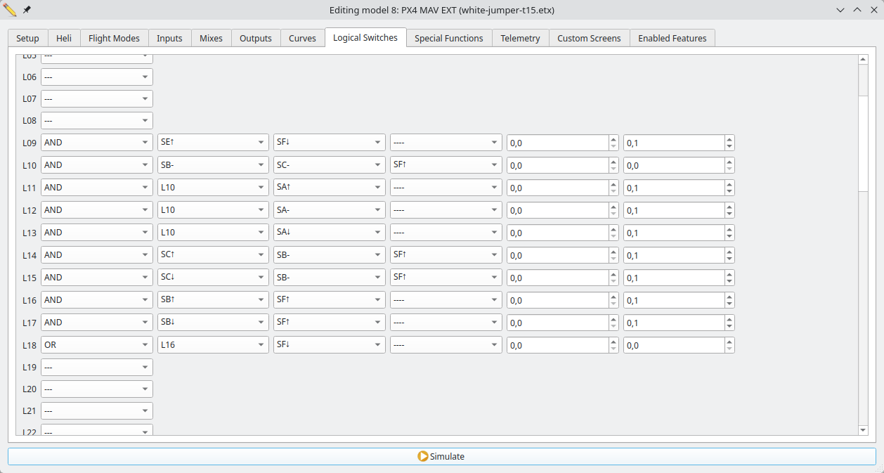 Logical switches in EdgeTX Companion
